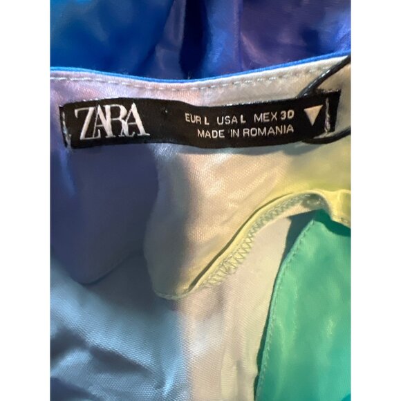 Zara Tie-Dye Maxi Slip Dress V-Neck Spaghetti Straps Multicolor Women L - Picture 3 of 9